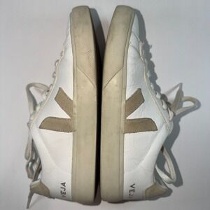 Veja Campo White Leather Low Top Sneakers Suede Logo Size US 9 EU 40
